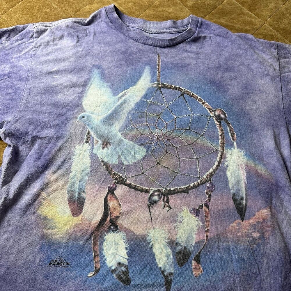 The Mountain Women's Top Purple Size 2XL Tie Dye Dream Catcher Dove